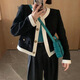 Xiaohongshu’s hot style Korean style elegant little jacket for women 2024 spring and autumn new style splicing design round neck white high quality model within S95 one size fits all