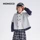 Mami Maka (MOMOCO) children's clothing boys' shirts 2026 spring style medium and large children's fashion versatile trendy shirts gray 105