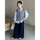 FHHUABD girls autumn college style suit 2026 girls autumn fashionable casual sweet shirt vest three-piece set gray vest and shirt 120 cm