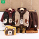 Wooden wooden house boys' winter velvet thickened cotton coat vest three-piece set baby children's winter hooded sweatshirt suit western style clothes brown X24081 bear vest three-piece set thickened 80
