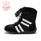 Fuluo Mi Girls' Boots Spring and Autumn New Fashion Simple High-top Sports Shoes Children's Non-Slip Lightweight Short Boots Black 26