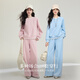 Sllsky lu series pink sweatshirt suit 2026 spring new style relaxed sports casual wide-leg pants two-piece set sea salt blue S