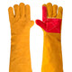 Woxuan welding gloves cowhide anti-scalding, soft and wear-resistant long soft leather protective gloves for welders with lining, 5 pairs of Huangsheng style 60cm welding gloves, fire-proof thread sewing, one size fits all