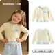Keying Children's Clothing Girls T-shirt Cartoon Print 2026 Spring Girls Long Sleeve Sweet Cute Versatile Baby Girl Fake Two Pieces Apricot 90 (Suitable for Height 80cm-90cm)