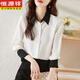 Hengyuanxiang 2026 new autumn fashion long-sleeved white shirt women's high-end ribbon chic top western style shirt white M 85-105 Jin Jin is equal to 0.5 kg