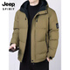JEEP SPIRIT2025 new winter men's down imitation silk cotton coat thickened warm hooded coat cold-resistant imitation silk cotton coat casual light brown 3XL