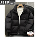 JEEP SPIRIT Fashionable Thin Down Jacket Men's Winter 2025 New Stand Collar Warm Jacket Popular Coldproof Bread Jacket Gray XL