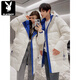Playboy (PLAYBOY) Down Jacket Men's Medium Long Couple Women's 2025 Winter New National Fashion Brand Thickened Youth Over the Knee White (Male) XL (Recommended 140-155 Jin Jin equals about 0.5 kg)