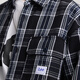 Lee shopping mall's same 26 spring and summer new product, comfortable version of work pocket design, black plaid men's long-sleeved shirt, trendy black XL