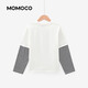 Mamie Maka (MOMOCO) children's clothing boys' T-shirt 2026 spring style medium and large children's fashionable and versatile children's fun T-shirt white 110