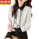 Hengyuanxiang 2026 new autumn fashion long-sleeved white shirt women's high-end ribbon chic top western style shirt white M 85-105 Jin Jin is equal to 0.5 kg