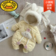 G.duck infant winter jumpsuit for girls, cute bunny hooded outdoor clothing, winter thickened quilted romper, yellow, fleece quilted 2459063 90cm 90