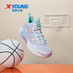 Xtep Children's Shoes Zhanmu Basketball Shoes for Big Boys Boys Sports Cushioning and Wear-Resistant Basketball Shoes Sports Shoes Snow Blue Purple Dense Mesh Style 38
