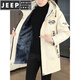 JEEP SPIRIT winter parka men's cotton coat plus velvet thickened jacket men's trendy winter cotton coat mid-length windbreaker warm jacket 682 black plus velvet and thickened M 95-110Jin Jin equals 0.5 kg