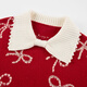 UOOYAA/Wuya 2026 Spring New Fantasy Carnival Bead Embroidery Bow Red Pullover Sweater Red M