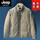 JEEP SPIRIT fashion high-end quilted thickened warm men's design jacket 2026 men's winter new hooded fashion top beige 2XL