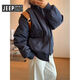 JEEP SPIRIT吉普藏青色轻薄鸭绒羽绒服男冬季美式抗寒保暖立领工装外套 黑色 5XL 200至220斤可穿