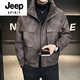 JEEP SPIRIT Leather Down Jacket Men's Winter Stand Collar 2025 New Casual Big Pocket American Retro Thickened Winter Jacket Brown M 100-130Jin Jin is equal to about 0.5 kg