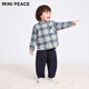 MiniPeace counter same style PEACEBIRD children's clothing toddler plaid shirt autumn and winter boys casual top bright blue 90