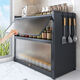 Fantasy kitchen condiment storage rack multi-layer storage condiment rack household countertop dustproof oil fume sealed oil salt and vinegar storage 50cm double layer gun ash thickened carbon steel material free hook dustproof sealed storage cabinet + layer spacing heightening