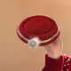 Yi Xin New Year's hat hairpin women's holiday party atmosphere photo dress up props gold style headdress hair accessories red fur ball snowflake glitter small top hat