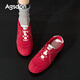Agsdon moral training shoes women's personalized casual color matching sports shoes soft sole lace-up casual shoes for women B161126 red 36