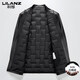 利郎商场同款男士新款羽绒皮衣中翻领白鸭绒保暖爸爸装冬季夹克外套 黑色 M 170【适合100-120斤】