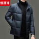 Hengyuanxiang новая зимняя мужская высококачественная пуховая куртка с воротником-стойкой, мужская 90, короткая утолщенная теплая и морозостойкая повседневная куртка на белом утином пуху, коричневая M 170