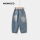 Mamie Maka (MOMOCO) children's clothing girls' jeans 2026 spring style medium and large children's fashionable jeans denim blue 90