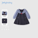 JELLYBABY preppy navy collar princess dress 26 new spring style girls fake two-piece western dress middle child