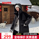 YAYA Down Jacket Women's Medium Long 2024 Winter New Fashion Outdoor Windproof Hooded Casual Warm Jacket YX Black L 165
