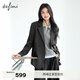 Eveli (eifini) Jiang Xin endorses half-mile gray double-breasted light workplace casual suit jacket for women 2025 autumn new style, dark gray, too large, take one size smaller, M 105-120Jin Jin is equal to 0.5 kg