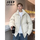 JEEP SPIRIT Jeep American PU leather stand collar short down jacket men's thickened warm down jacket winter ootd wear surface off-white 3XL 165--190Jin Jin equals 0.5 kg can be worn