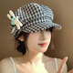 QUEEN TRIP Japanese cartoon doll retro plaid octagonal hat spring and autumn versatile cloud beret painter newsboy hat trendy Japanese doll painter hat black