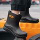 Rain boots men's non-slip wear-resistant high-top water shoes thick-soled anti-odor rain boots plus velvet warm waterproof shoes kitchen work shoes black-fixed cotton (warm) 42