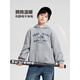 Xiaohongshu Children's Clothing Boys' Fleece Sweatshirt 2025 New Children's Autumn and Winter Hooded Jacket Medium and Old Children's Winter Gray 430g Silver Fox Velvet 110 cm Recommended height is about 110cm