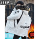 JEEP SPIRIT Winter Men's Workwear Parka Mid-Length Velvet Thickened Hooded Windbreaker Jacket Cotton Clothes White M
