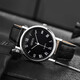 Men's watch European style simple and elegant trendy casual watch Roman scale blue light glass dial black belt black plate