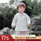 OAK FAMILY children's cotton sweatshirt 2026 spring baby long-sleeved navy collar off-shoulder top light beige 100