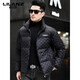 利郎（LILANZ）鹅绒羽绒服男短款2025新款冬季加厚保暖立领中年防寒男外套 黑色 XL 180