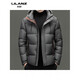 利郎（LILANZ）火山岩蓄热鸭绒羽绒服短款男士冬加厚保暖面包服休闲连帽外套 黑色 14XL (190)