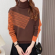 Authentic counter product, fashionable design, two-wear autumn and winter turtleneck, color-blocked, thickened inner sweater, orange brown M (recommended 90-120 Jin Jin equals 0.5 kg)