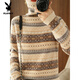 Playboy (PLAYBOY) Fair Isle Retro Jacquard Knitted Sweater Women's Turtleneck Sweater Autumn and Winter New Thick Pullover Versatile Knitted Sweater Women Red S Recommended 85-95Jin Jin equals 0.5 kg