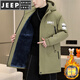 JEEP SPIRIT winter mid-length windbreaker men's hooded plus velvet thickened parka cotton trendy handsome casual jacket 3-29-plus velvet 25801 black M