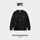 NPC trendy brand chest embroidery air glutinous rice velvet knitted cardigan rainbow flocking buckle winter men NP5CSW06 dark gray M