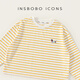 INSBOBO children's clothing girls long-sleeved T-shirt 2026 spring new style children's striped tops girls clothes medium and large children yellow stripes 110