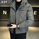 JEEP Мужской пуховик Jeep с капюшоном, новинка 2026 года, зимняя высококачественная утолщенная морозостойкая одежда с принтом, теплая мужская куртка, модный зеленый L
