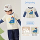 JELLYBABY Spliced Sleeves Cartoon Pattern Long Sleeves 25 New Spring Style Boys Versatile and Handsome Fake Two-piece T-Shirts for Middle Children