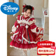 Disney Girls Hanfu Dress Autumn and Winter 2025 New Plus Velvet Baby Girl New Chinese New Year Wear Tang Suit Princess Dress Red 100