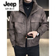 JEEP SPIRIT Leather Down Jacket Men's Winter Stand Collar 2025 New Casual Big Pocket American Retro Thickened Winter Jacket Brown M 100-130Jin Jin is equal to about 0.5 kg